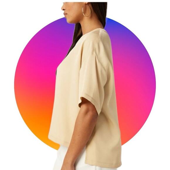 LITA by Ciara NWT 100% Silk Top Cream Tan Size XL MSRP $198 - Picture 6 of 16